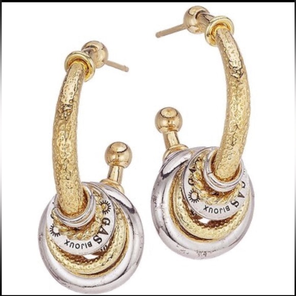 Gas Bijoux Authentic Maranzana Two-Tone Gold And Silver Small Hoop Earrings NWT - Picture 9 of 11